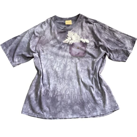 Purple Tie Dye Kitten Kitty Cat Graphic Tee Women Sz XL #57W - Picture 2 of 8